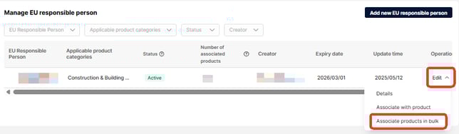 Associate with product